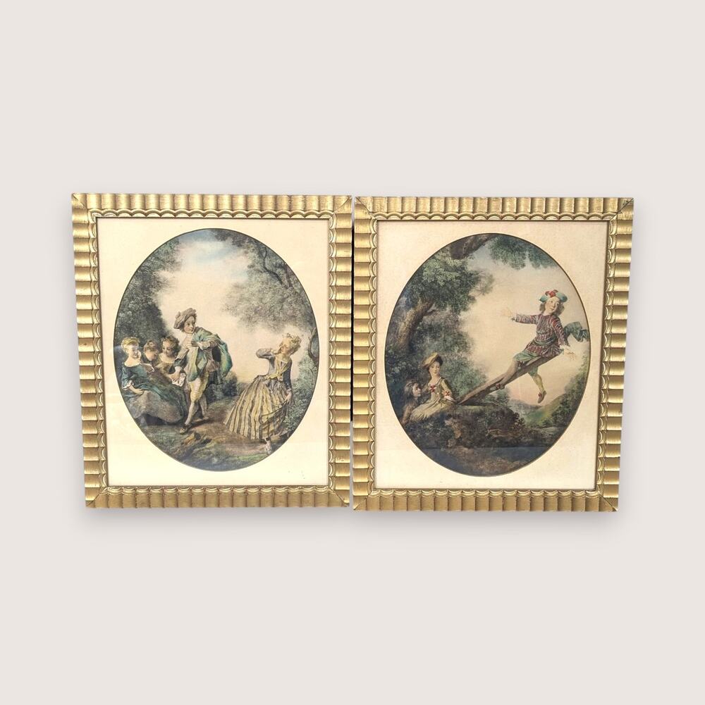 Vintage 1940s Nicolas Lancret Framed Art Prints Set